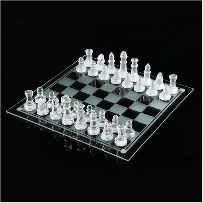 Jeu d'échecs NUODWELL en verre dépoli et poli – Élégance et raffinement pour jeunes adultes