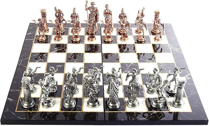 Jeu d'échecs historique en cuivre antique – Armée britannique médiévale royale