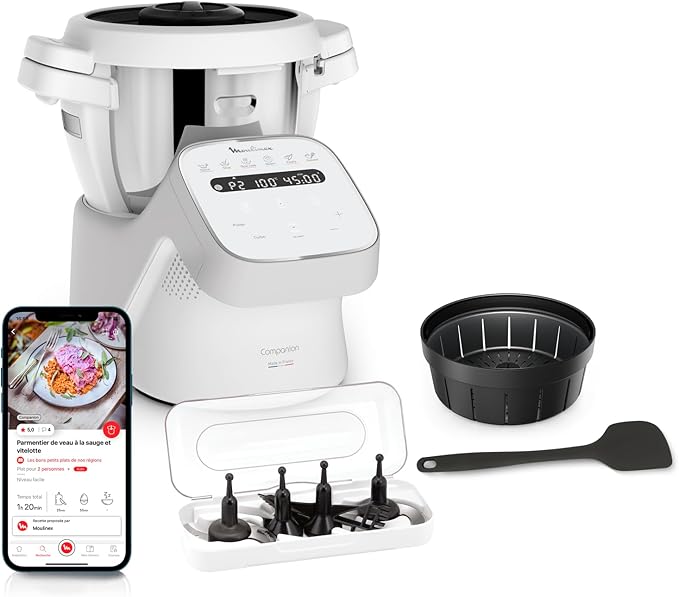 Moulinex Companion HF8408F1 – Robot cuiseur multifonction 14 programmes, capacité XL 10 personnes