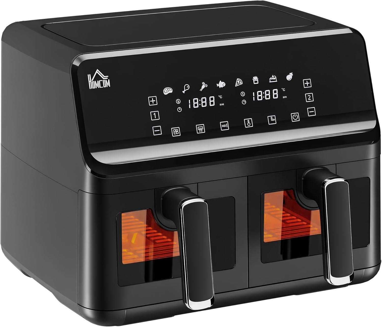 HOMCOM 8 L Double Compartiment – Air Fryer 8-en-1, 2500 W, Timer & Contrôle Indépendant